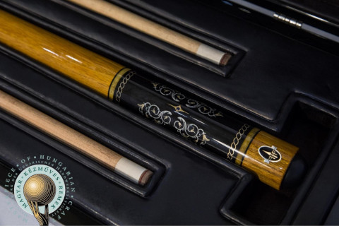 Winning work of Hungarian Chamber of Commerce and Industry's "Masterpiece of Hungarian Craft 2020" competition: Frigyes Fazekas's "Silver knights" billiard cue\